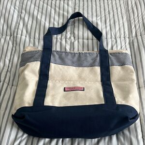 Vineyard Vines Navy, Cream & Pink Canvas Tote